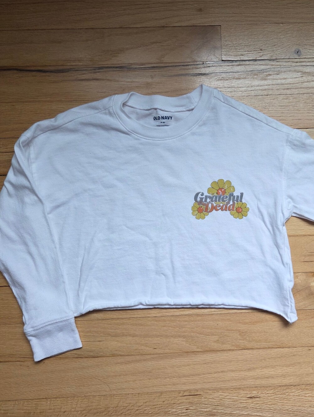Old Navy White Girls' 'Good Vibes' Grateful Dead Cropped Sweatshirt